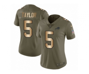 Women Nike Buffalo Bills #5 Tyrod Taylor Limited Olive Gold 2017 Salute to Service NFL Jersey