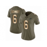 Women Nike Buffalo Bills #6 Colton Schmidt Limited Olive Gold 2017 Salute to Service NFL Jersey