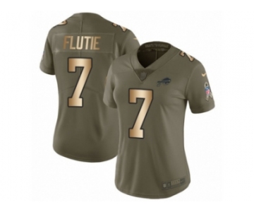 Women Nike Buffalo Bills #7 Doug Flutie Limited Olive Gold 2017 Salute to Service NFL Jersey