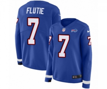 Women Nike Buffalo Bills #7 Doug Flutie Limited Royal Blue Therma Long Sleeve NFL Jersey