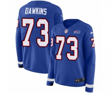 Women Nike Buffalo Bills #73 Dion Dawkins Limited Royal Blue Therma Long Sleeve NFL Jersey