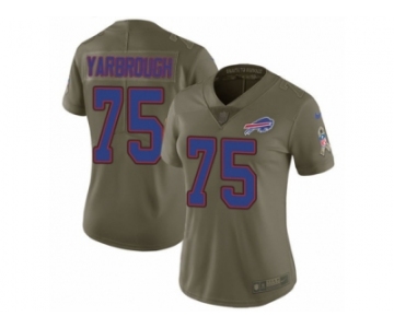 Women Nike Buffalo Bills #75 Eddie Yarbrough Limited Olive 2017 Salute to Service NFL Jersey