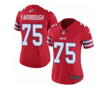 Women Nike Buffalo Bills #75 Eddie Yarbrough Limited Red Rush Vapor Untouchable NFL Jersey