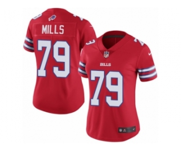 Women Nike Buffalo Bills #79 Jordan Mills Limited Red Rush Vapor Untouchable NFL Jersey