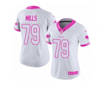 Women Nike Buffalo Bills #79 Jordan Mills Limited White Pink Rush Fashion NFL Jersey