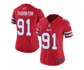 Women Nike Buffalo Bills #91 Cedric Thornton Limited Red Rush Vapor Untouchable NFL Jersey