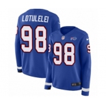 Women Nike Buffalo Bills #98 Star Lotulelei Limited Royal Blue Therma Long Sleeve NFL Jersey