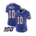 Women's Buffalo Bills #10 Cole Beasley Royal Blue Team Color Vapor Untouchable Limited Player 100th Season Football Jersey