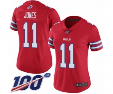 Women's Buffalo Bills #11 Zay Jones Limited Red Rush Vapor Untouchable 100th Season Football Jersey