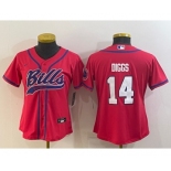 Women's Buffalo Bills #14 Stefon Diggs Red Stitched Cool Base Nike Baseball Jersey