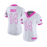 Women's Buffalo Bills #14 Stefon Diggs White Pink Color Rush Fashion NFL Nike Limited Jersey