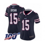 Women's Buffalo Bills #15 John Brown Limited Navy Blue Inverted Legend 100th Season Football Jersey