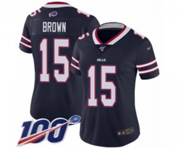 Women's Buffalo Bills #15 John Brown Limited Navy Blue Inverted Legend 100th Season Football Jersey