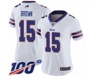 Women's Buffalo Bills #15 John Brown White Vapor Untouchable Limited Player 100th Season Football Jersey