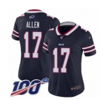 Women's Buffalo Bills #17 Josh Allen Limited Navy Blue Inverted Legend 100th Season Football Jersey