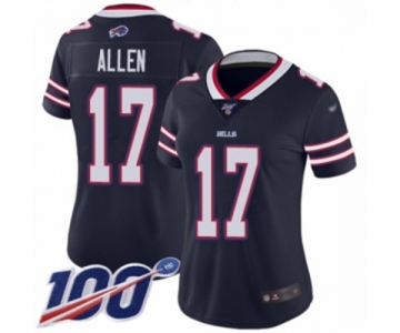 Women's Buffalo Bills #17 Josh Allen Limited Navy Blue Inverted Legend 100th Season Football Jersey