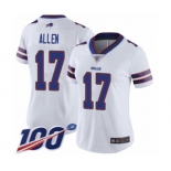 Women's Buffalo Bills #17 Josh Allen White Vapor Untouchable Limited Player 100th Season Football Jersey