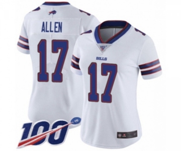 Women's Buffalo Bills #17 Josh Allen White Vapor Untouchable Limited Player 100th Season Football Jersey