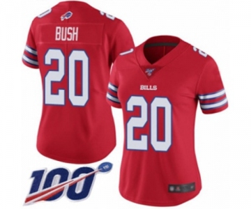 Women's Buffalo Bills #20 Rafael Bush Limited Red Rush Vapor Untouchable 100th Season Football Jersey