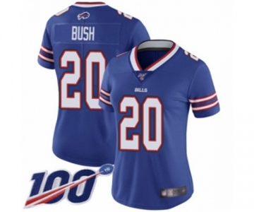 Women's Buffalo Bills #20 Rafael Bush Royal Blue Team Color Vapor Untouchable Limited Player 100th Season Football Jersey