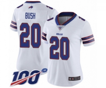 Women's Buffalo Bills #20 Rafael Bush White Vapor Untouchable Limited Player 100th Season Football Jersey