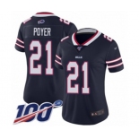 Women's Buffalo Bills #21 Jordan Poyer Limited Navy Blue Inverted Legend 100th Season Football Jersey