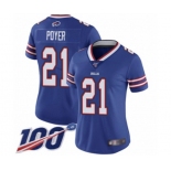 Women's Buffalo Bills #21 Jordan Poyer Royal Blue Team Color Vapor Untouchable Limited Player 100th Season Football Jersey