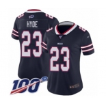 Women's Buffalo Bills #23 Micah Hyde Limited Navy Blue Inverted Legend 100th Season Football Jersey