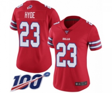 Women's Buffalo Bills #23 Micah Hyde Limited Red Rush Vapor Untouchable 100th Season Football Jersey