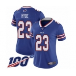 Women's Buffalo Bills #23 Micah Hyde Royal Blue Team Color Vapor Untouchable Limited Player 100th Season Football Jersey