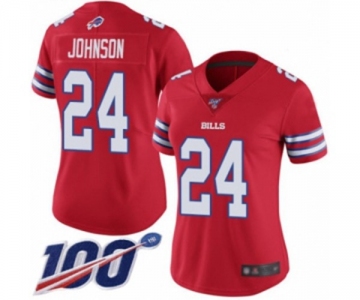 Women's Buffalo Bills #24 Taron Johnson Limited Red Rush Vapor Untouchable 100th Season Football Jersey