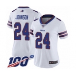 Women's Buffalo Bills #24 Taron Johnson White Vapor Untouchable Limited Player 100th Season Football Jersey