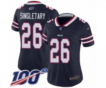 Women's Buffalo Bills #26 Devin Singletary Limited Navy Blue Inverted Legend 100th Season Football Jersey