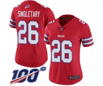 Women's Buffalo Bills #26 Devin Singletary Limited Red Rush Vapor Untouchable 100th Season Football Jersey