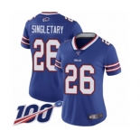 Women's Buffalo Bills #26 Devin Singletary Royal Blue Team Color Vapor Untouchable Limited Player 100th Season Football Jersey