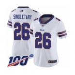 Women's Buffalo Bills #26 Devin Singletary White Vapor Untouchable Limited Player 100th Season Football Jersey