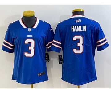 Women's Buffalo Bills #3 Damar Hamlin Blue 2022 Vapor Untouchable Stitched NFL Nike Limited Jersey