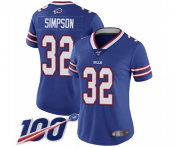 Women's Buffalo Bills #32 O. J. Simpson Royal Blue Team Color Vapor Untouchable Limited Player 100th Season Football Jersey