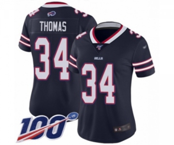 Women's Buffalo Bills #34 Thurman Thomas Limited Navy Blue Inverted Legend 100th Season Football Jersey