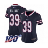 Women's Buffalo Bills #39 Levi Wallace Limited Navy Blue Inverted Legend 100th Season Football Jersey