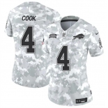 Women's Buffalo Bills #4 James Cook 2024 F.U.S.E Arctic Camo Salute To Service Limited Stitched Football Jersey