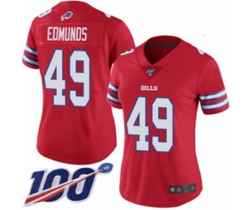 Women's Buffalo Bills #49 Tremaine Edmunds Limited Red Rush Vapor Untouchable 100th Season Football Jersey