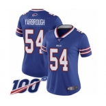 Women's Buffalo Bills #54 Eddie Yarbrough Royal Blue Team Color Vapor Untouchable Limited Player 100th Season Football Jersey