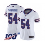 Women's Buffalo Bills #54 Eddie Yarbrough White Vapor Untouchable Limited Player 100th Season Football Jersey