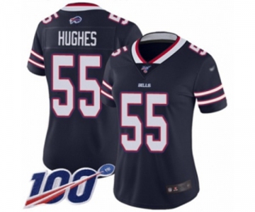 Women's Buffalo Bills #55 Jerry Hughes Limited Navy Blue Inverted Legend 100th Season Football Jersey