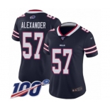 Women's Buffalo Bills #57 Lorenzo Alexander Limited Navy Blue Inverted Legend 100th Season Football Jersey