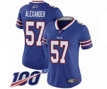 Women's Buffalo Bills #57 Lorenzo Alexander Royal Blue Team Color Vapor Untouchable Limited Player 100th Season Football Jersey