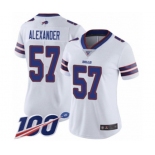 Women's Buffalo Bills #57 Lorenzo Alexander White Vapor Untouchable Limited Player 100th Season Football Jersey