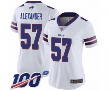 Women's Buffalo Bills #57 Lorenzo Alexander White Vapor Untouchable Limited Player 100th Season Football Jersey