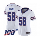 Women's Buffalo Bills #58 Matt Milano White Vapor Untouchable Limited Player 100th Season Football Jersey